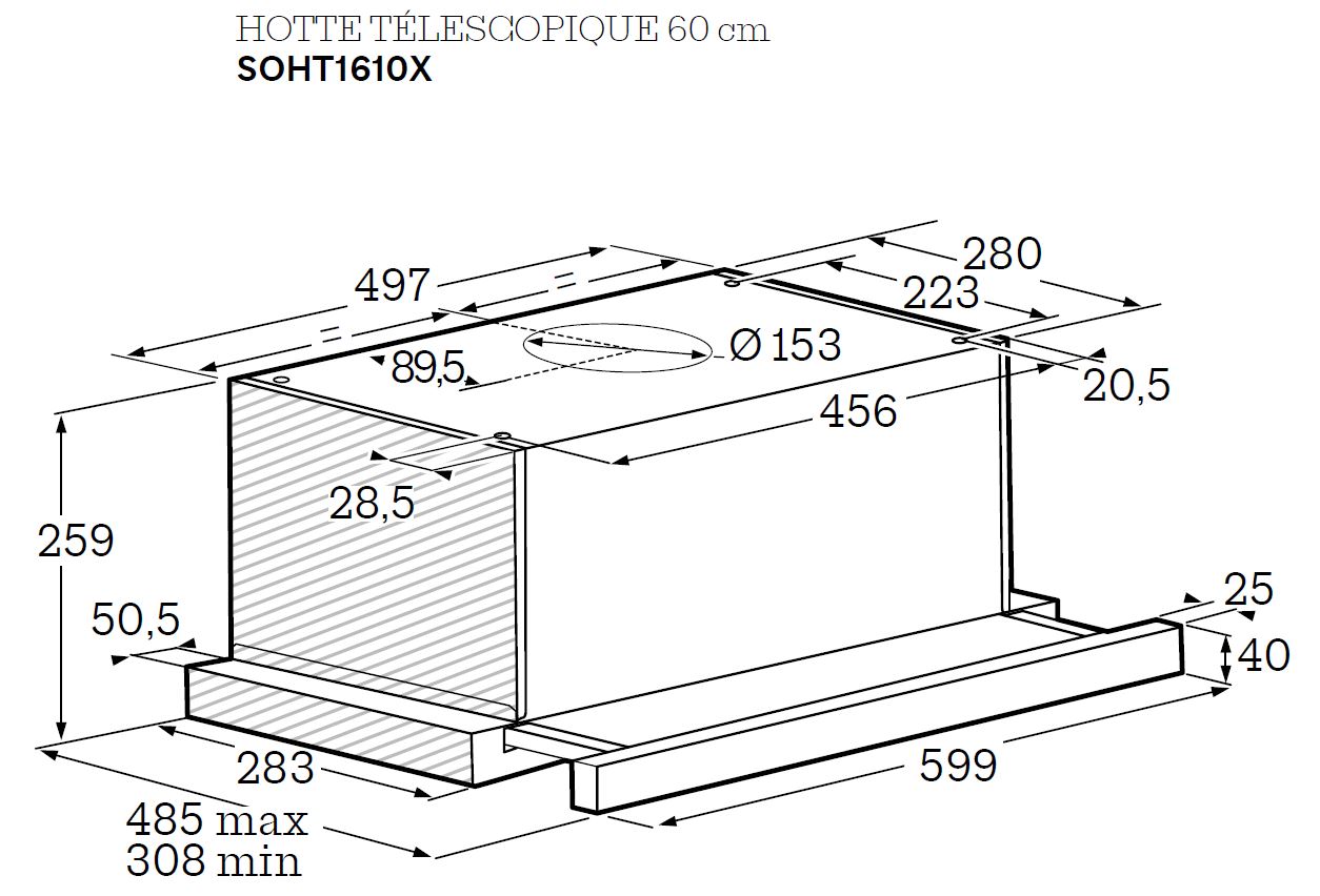 Hotte tiroir SOHT1610X 60 cm - Scholtès