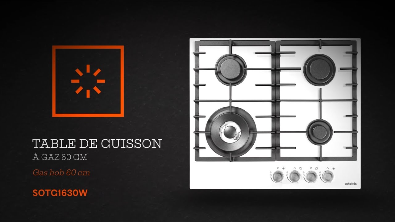Table de cuisson gaz 60 cm SOTG1630W blanc Scholtès